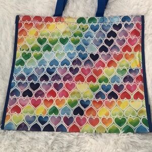 Reusable Shopping Bag Rainbow 🌈 Hearts Design ❤️🧡💛💚🩵💙💜🩷 NWT